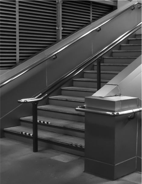 Staircase in underground passage in modern city space